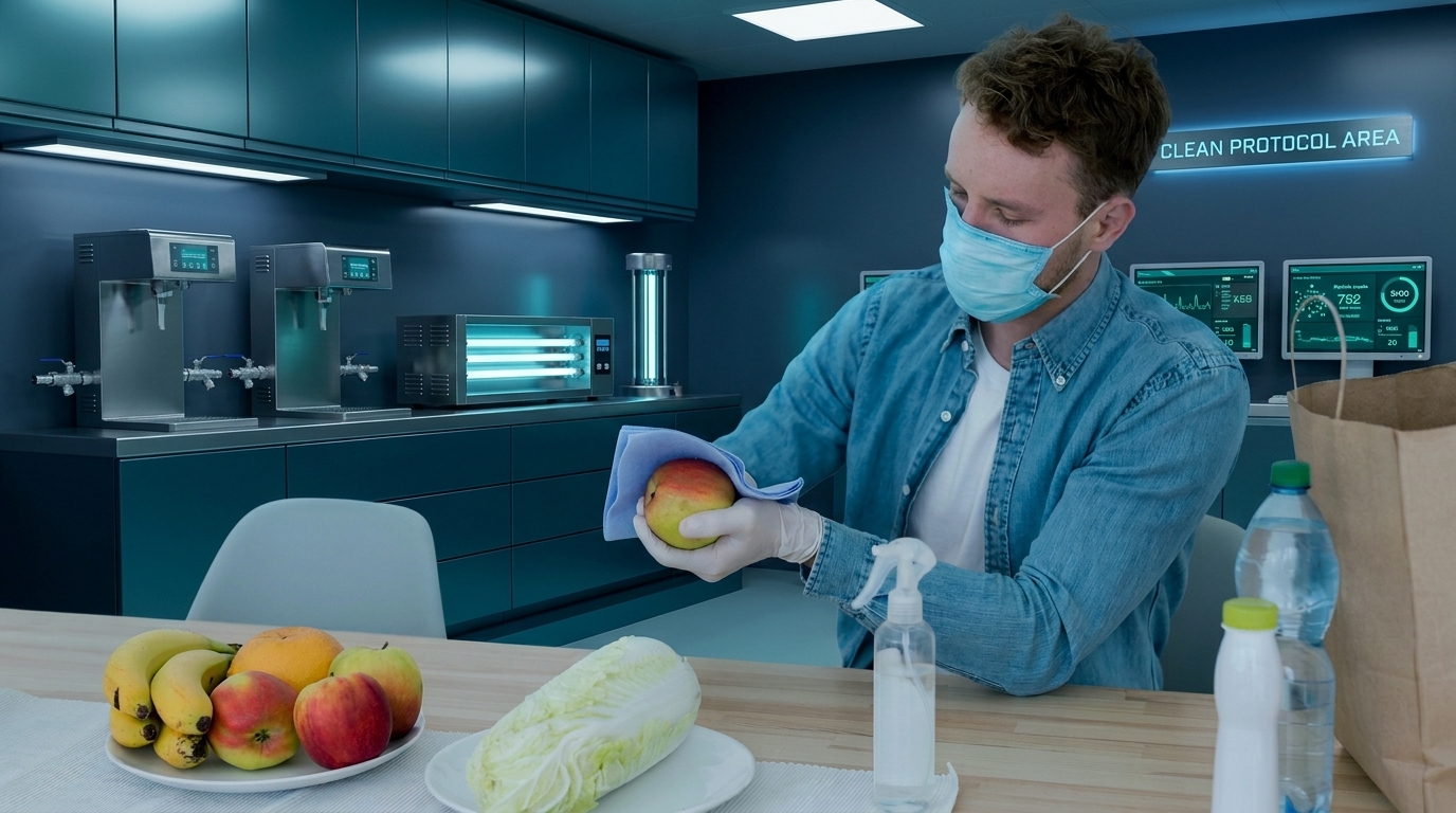 Desinfección de alimentos hospitalarios frutas verduras desinfectante grado alimenticio